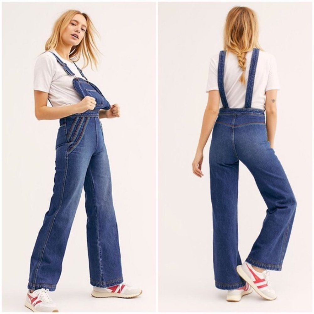 Free People Chasing Rainbows Overalls